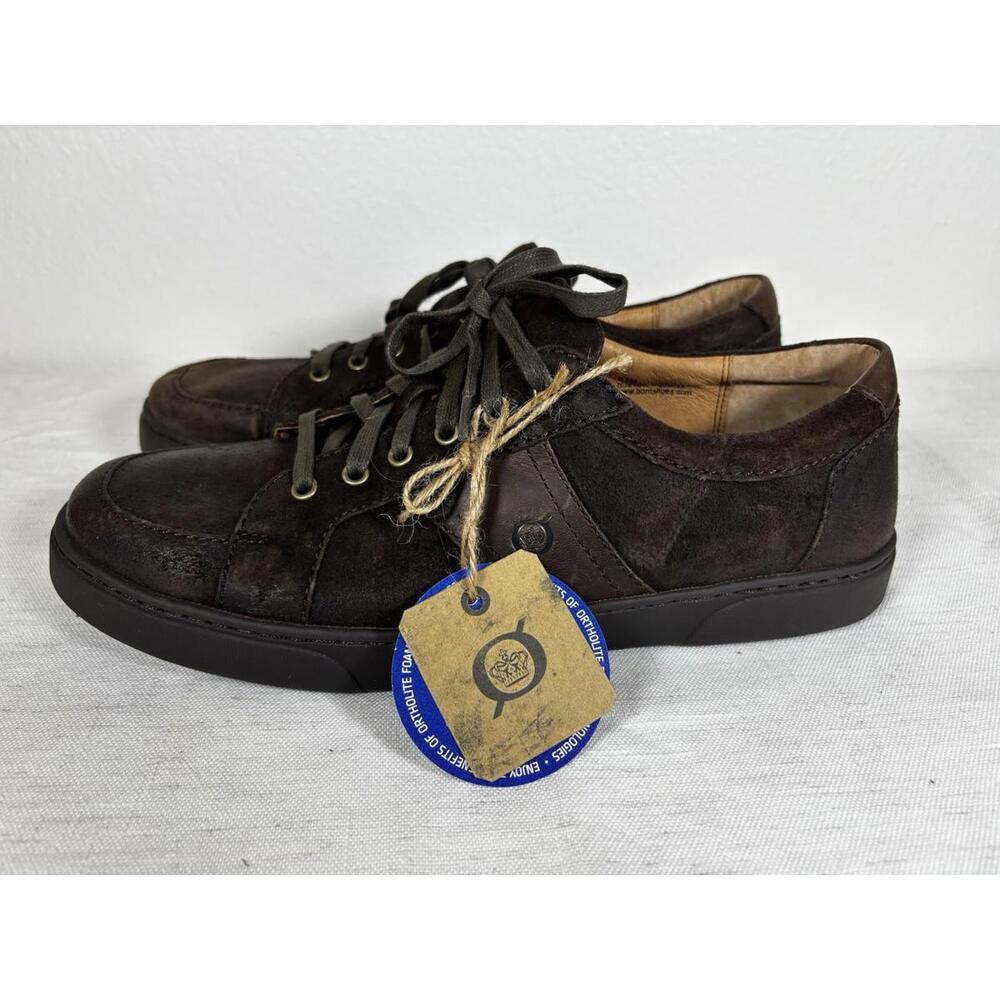 Brn Men’s Brown Leather Sneakers Shoes 9.5m Ortholite Comfort Casual